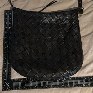 Black Woven Leather Shoulder Bag